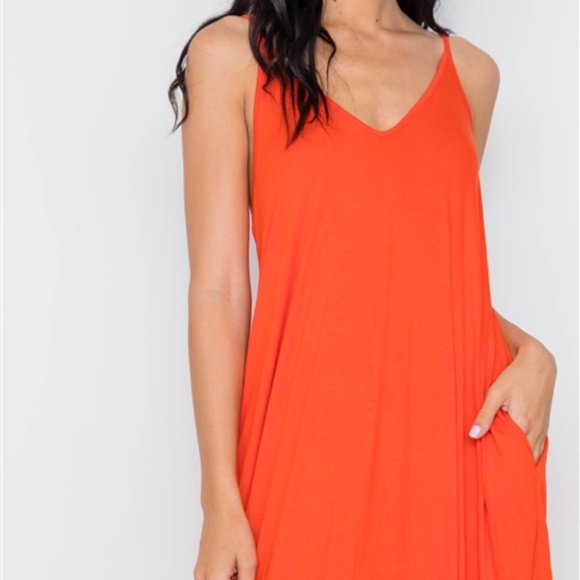 #27 ORANGE SOLID CAMI MAXI DRESS - Picture 2 of 6